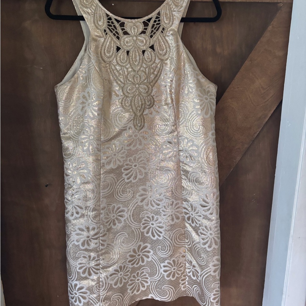 Lilly Pulitzer Gold and Cream Cocktail Dress